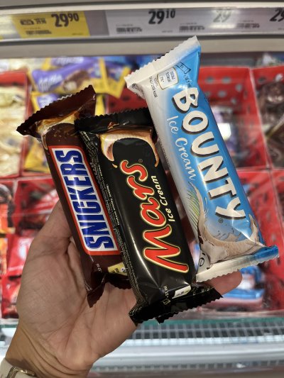 Nanuky Snickers, Mars a Bounty