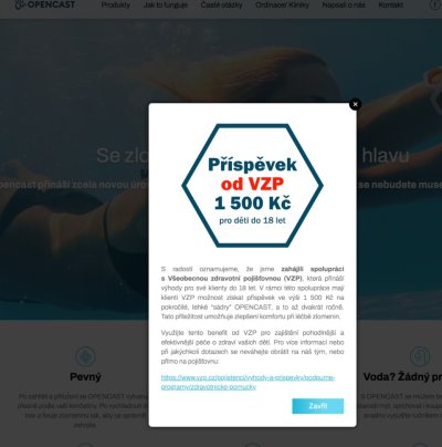 Letáček s příspěvkem pojišťovny VZP na sádry