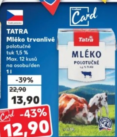 Akce na polotučné mléko Kaufland