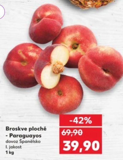 Akce na ploché broskve v Kauflandu