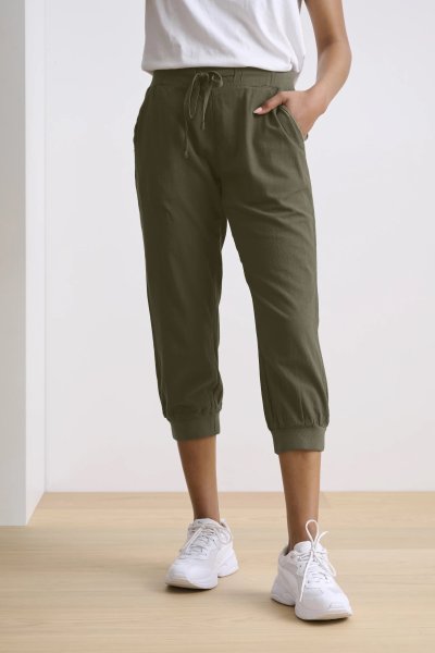 Khaki capri kalhoty