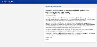 Výstřižek obrazovky RYANAIR
