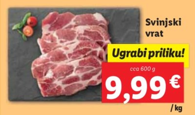 Cena vepřové krkovice v Chorvatsku
