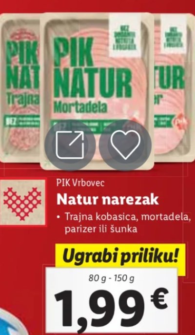Cena balené šunky a salámů v Chorvatsku
