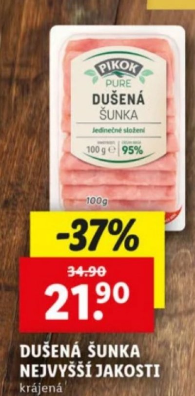 Cena balené šunky v českém Lidlu