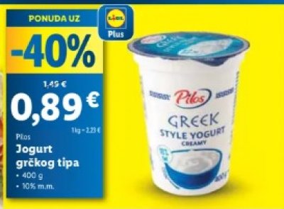 Cena bílého jogurtu v Chorvatsku