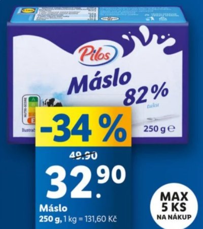 Páteční akce na máslo v Lidlu