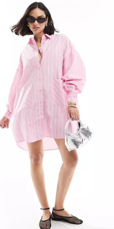 Košilové růžové šaty