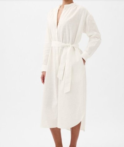 Bílé midy šaty s dlouhým rukávem