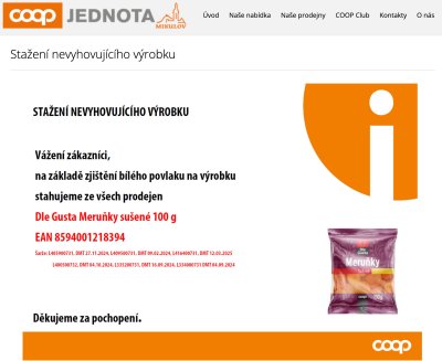 Informace o stažení výrobku Dle Gusta Meruňky sušené 100 g
