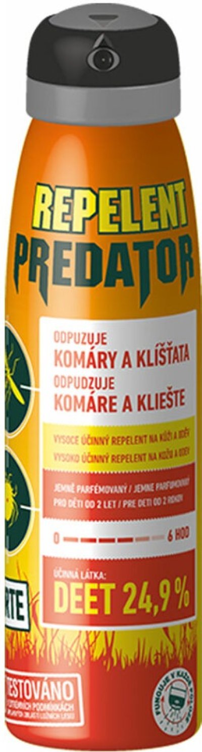 Oranžovo-červený repelentní sprej Predátor