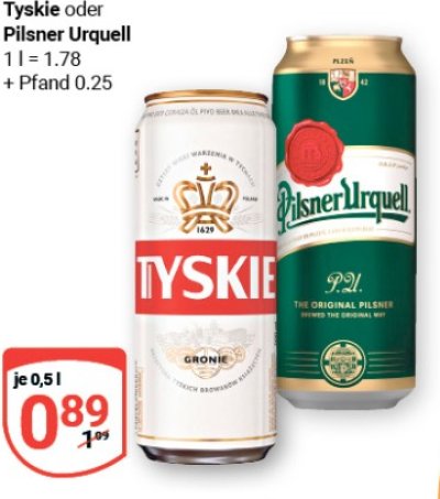 Pilsner Urquell v německém letáku Globus za 0,85 eur