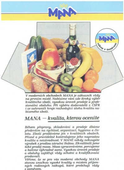 Akční letáky prvního supermarketu u nás – Mana z roku 1992