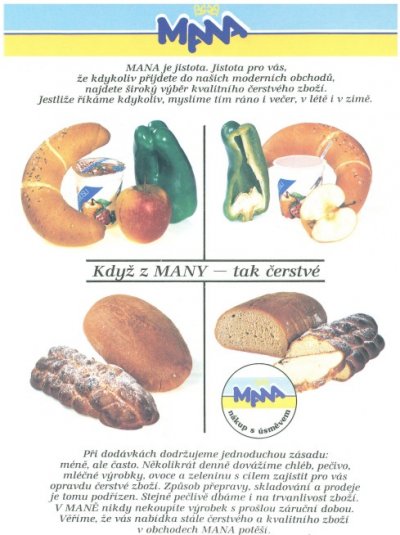 Akční letáky prvního supermarketu u nás – Mana z roku 1992