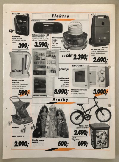První černobílý leták společnosti Globus z roku 1996.