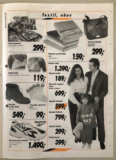 První černobílý leták společnosti Globus z roku 1996.