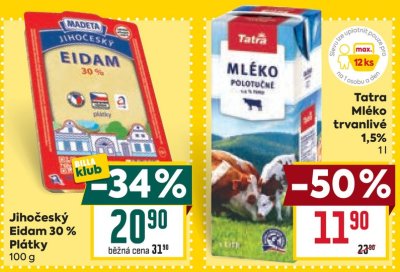Sýr a mléko v akci BILLA