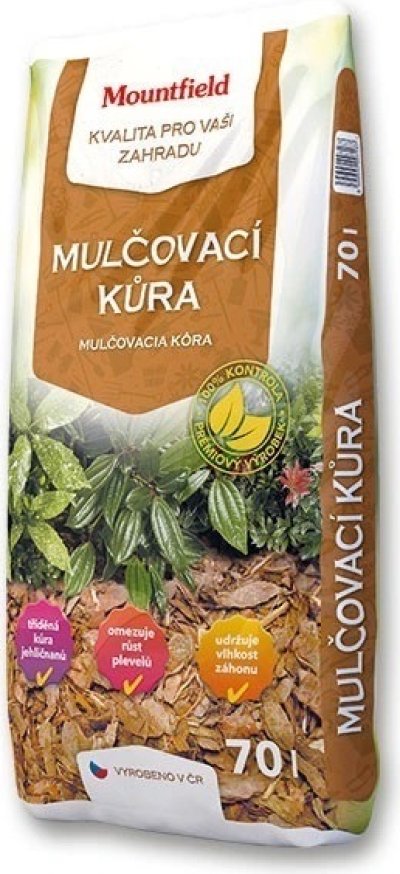 Zeleno-hnědý patel s mulčovací kůrou