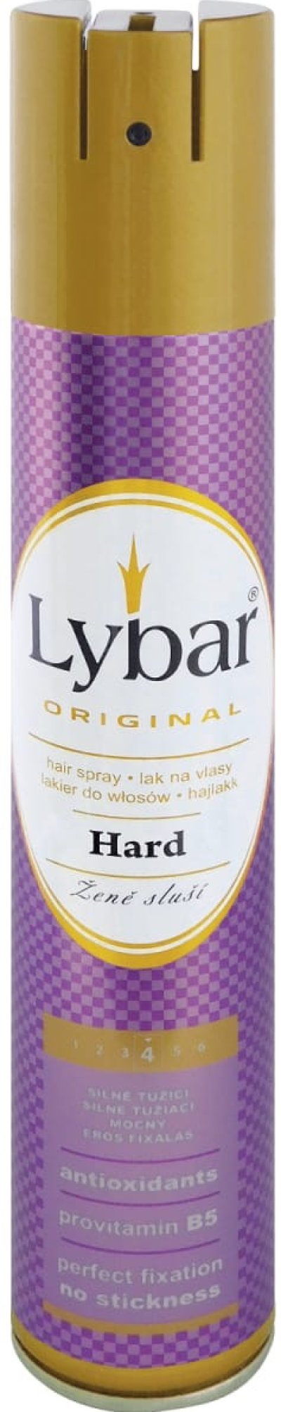 Fialový sprej Lybar se zlatým uzávěrem