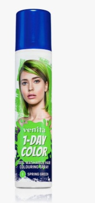 Zelený sprej s barvou na vlasy