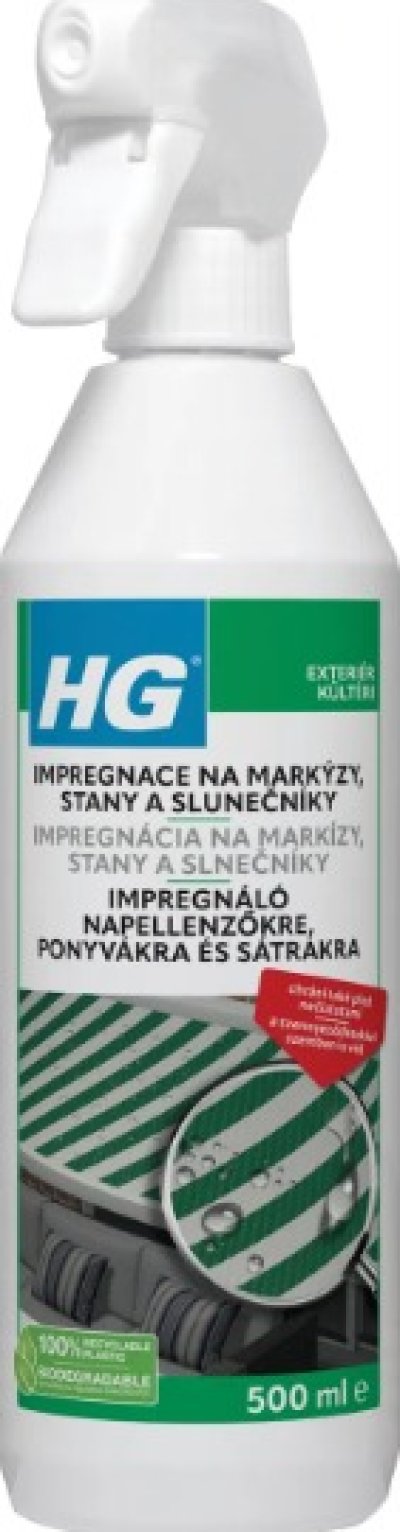 Bílý sprej s modro-zelenou etiketou