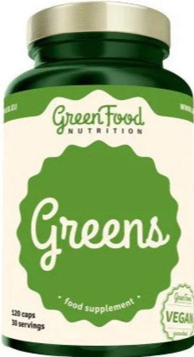 Zelená lahvička s bílo-zelenou etiketou, uvnutř zelené kapsle