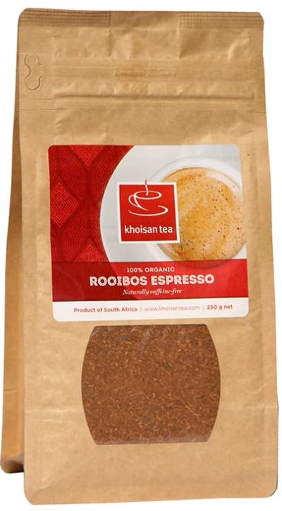 Béžový sáček produktu Khoisan Rooibos Espresso Bio