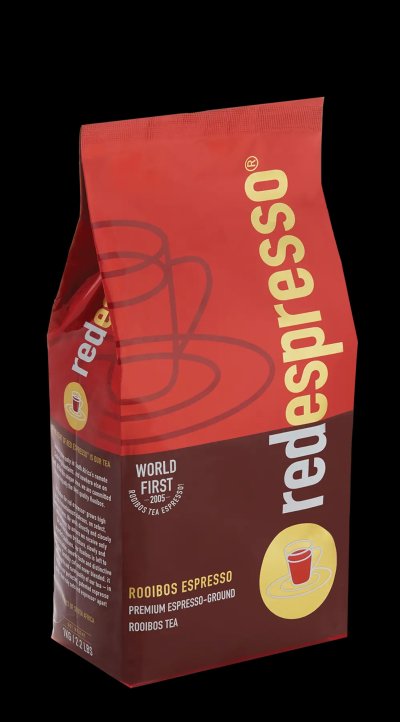 Červeno-hnědý sáček produktu Red Espresso