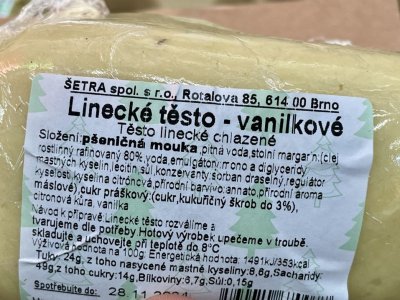 Etiketa lineckého těsta