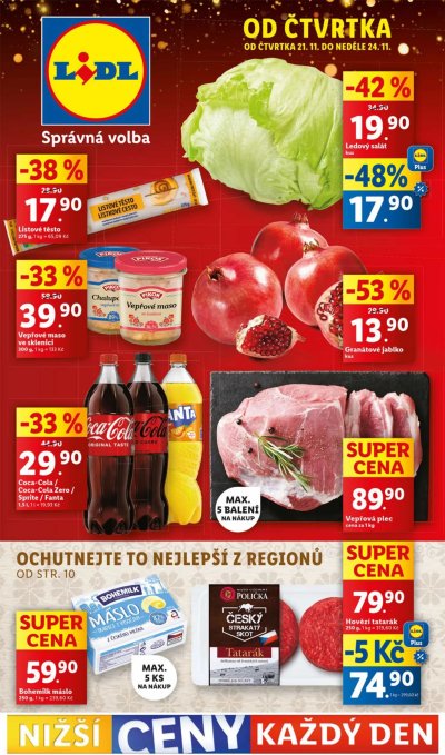 Akční leták týdne Lidl, platný od 21. 11. do 24. 11.