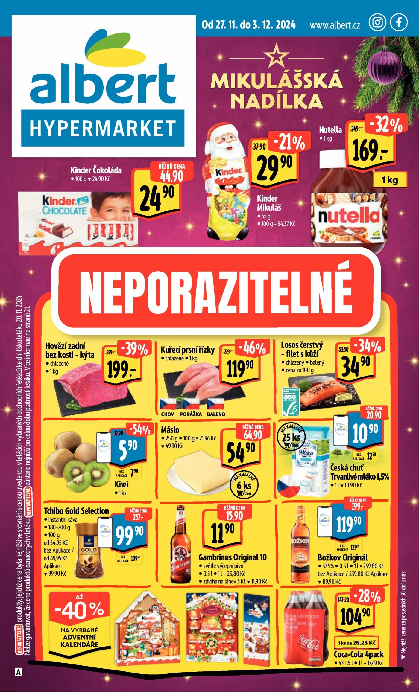 Akční leták týdne Albert hypermarket, platný od 27. 11. do 3. 12.