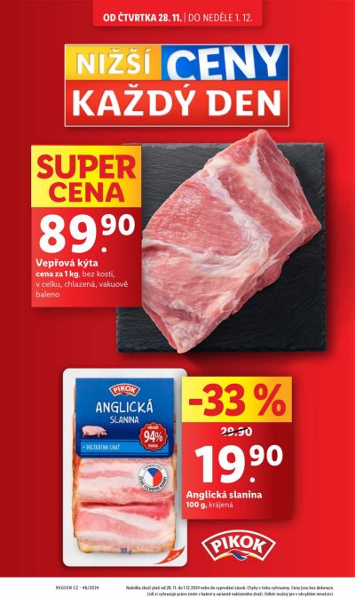 Akční leták týdne Lidl, platný od 28. 11. do 1. 12.