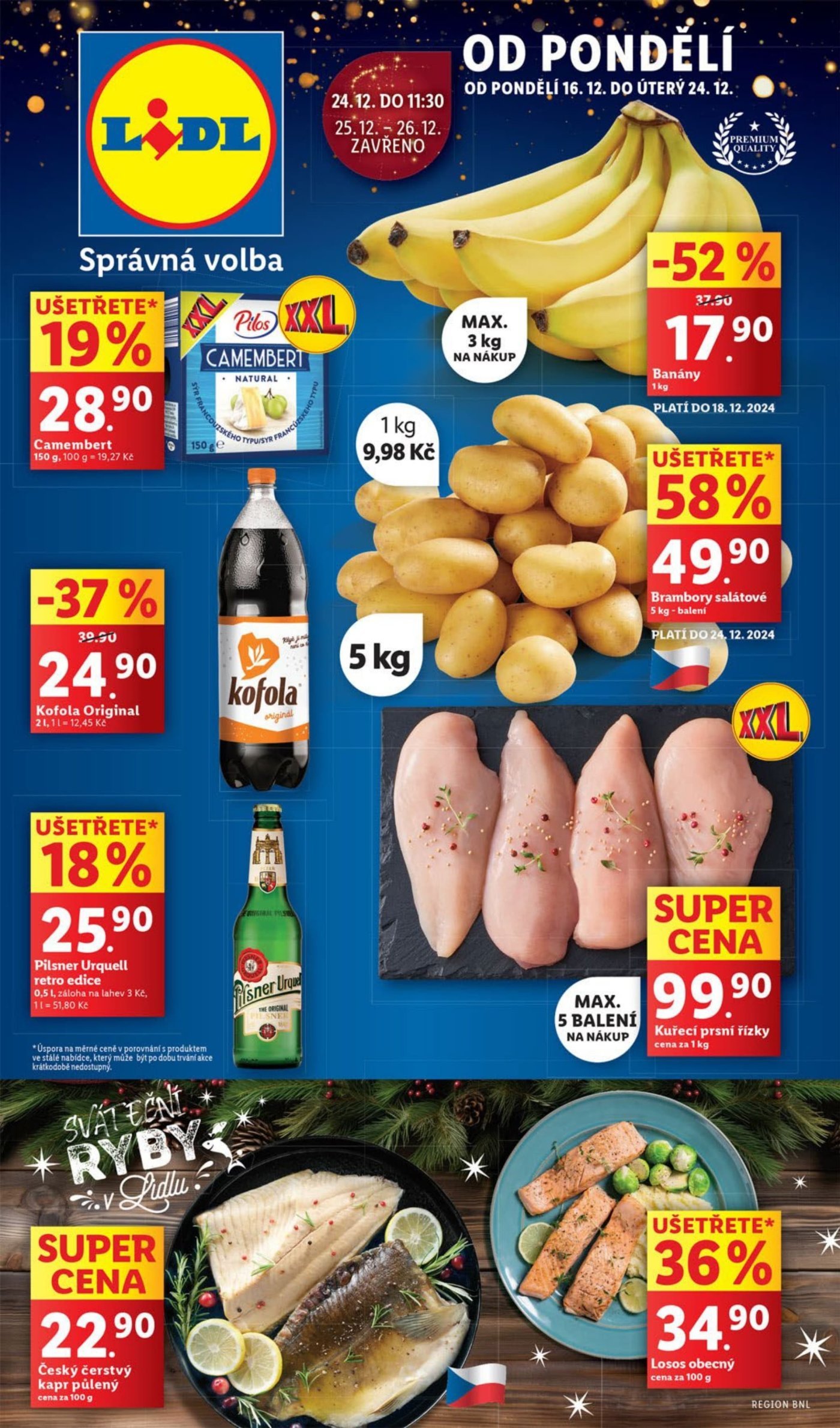 Akční leták týdne Lidl,  platný od 16. 12. do 24. 12.