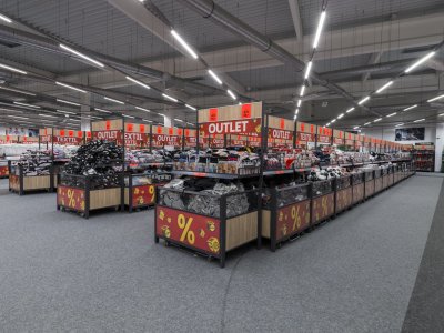 Fotografie první outletové prodejny Lidl ve Štěrboholích
