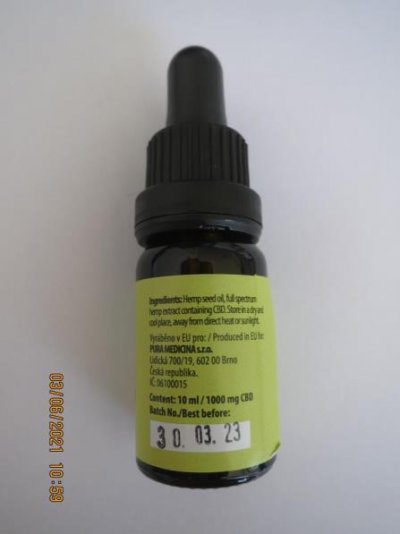 Lahvička CBD oleje full spectrum 10% 1000mg 10ml GREEN FAIRY