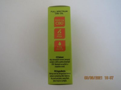 CBD olej full spectrum 10% 1000mg 10ml GREEN FAIRY obsahoval THC v množství, které bylo vyhodnoceno jako zdraví škodlivé
