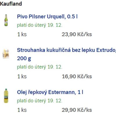 Nákupní seznam Kaufland