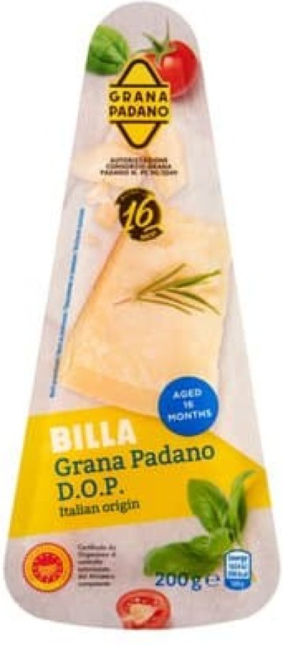 Grana Padano v produktovém obalu