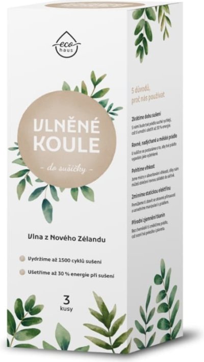 Vlněné koule do sušičky v produktovém obalu