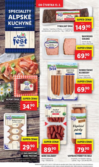 Speciality z akčního letáku týdne Lidl, platného od 13. 2. do 16. 2.