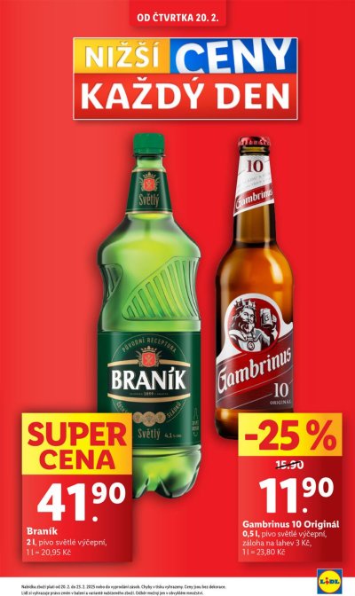 Akční leták týdne Lidl, platný od 20. 2. do 23. 2.