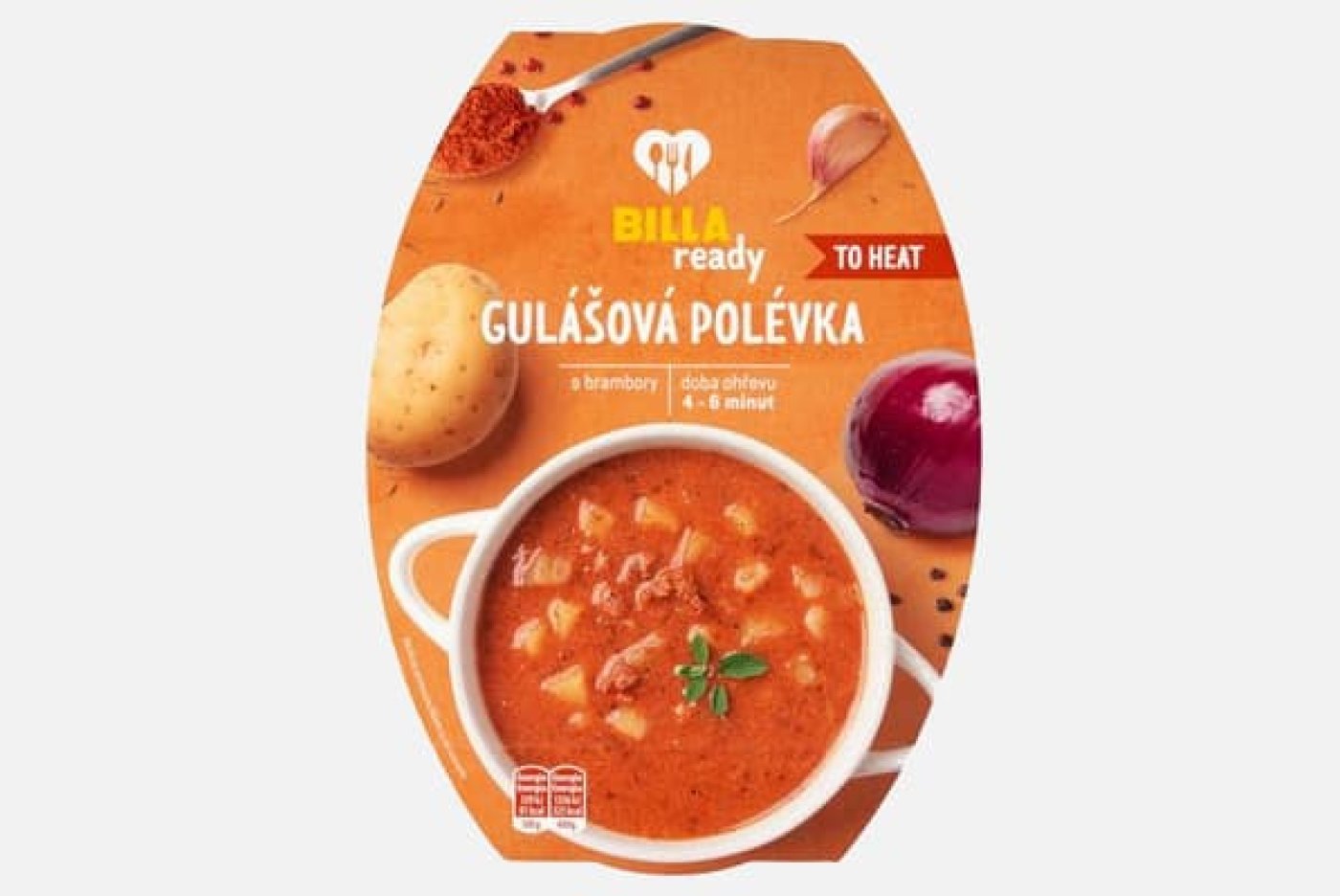 Produktový obal Gulášové polévky BILLA Ready to eat