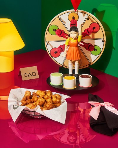 Smažené kuře s omáčkami v restauraci Netflix Bites