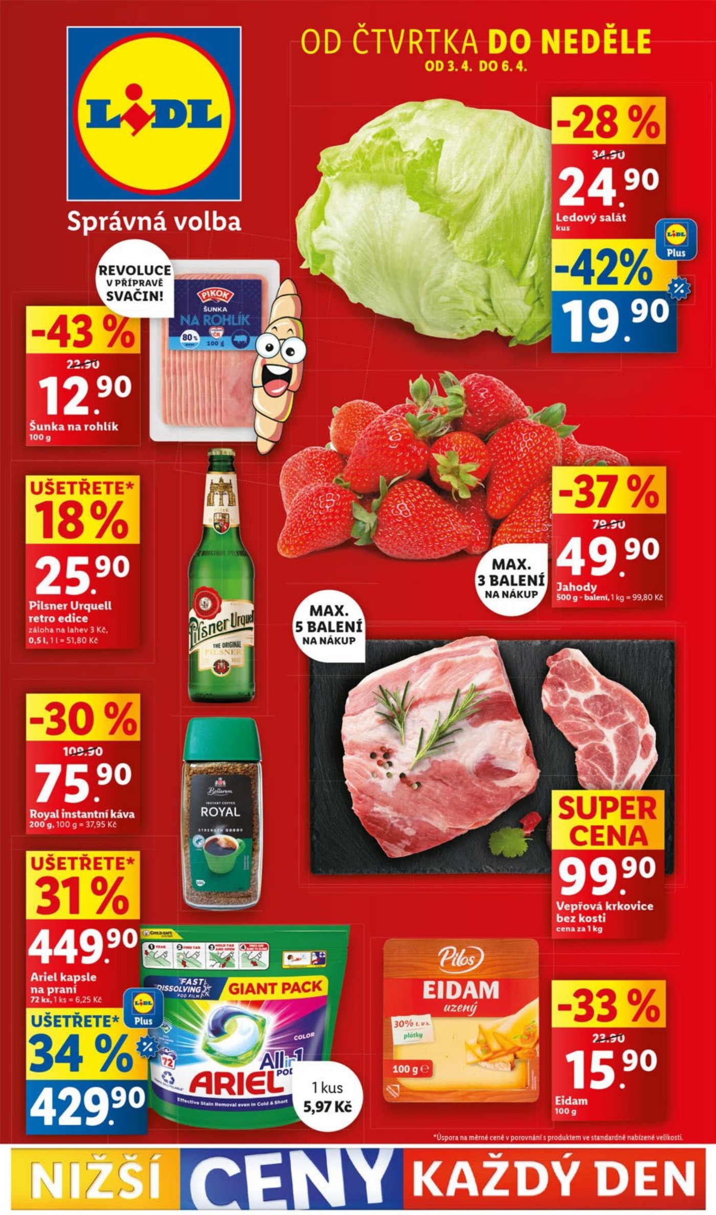 Akční leták týdne Lidl, platný od 3. 4. do 6. 4.