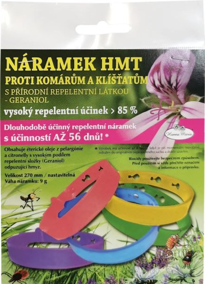 Repelentní náramek v produktovém obalu