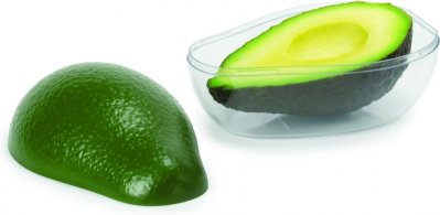 Dóza na avokádo Snips Avocado Keeper naplněná rozpůleným avokádem
