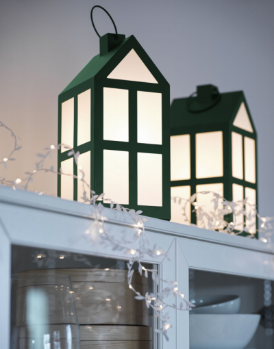Svítící zelené lucerny IKEA