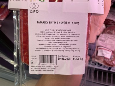 Etiketa se složením tataráku