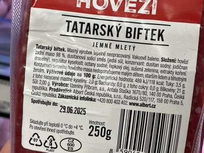 Etiketa se složením tataráku