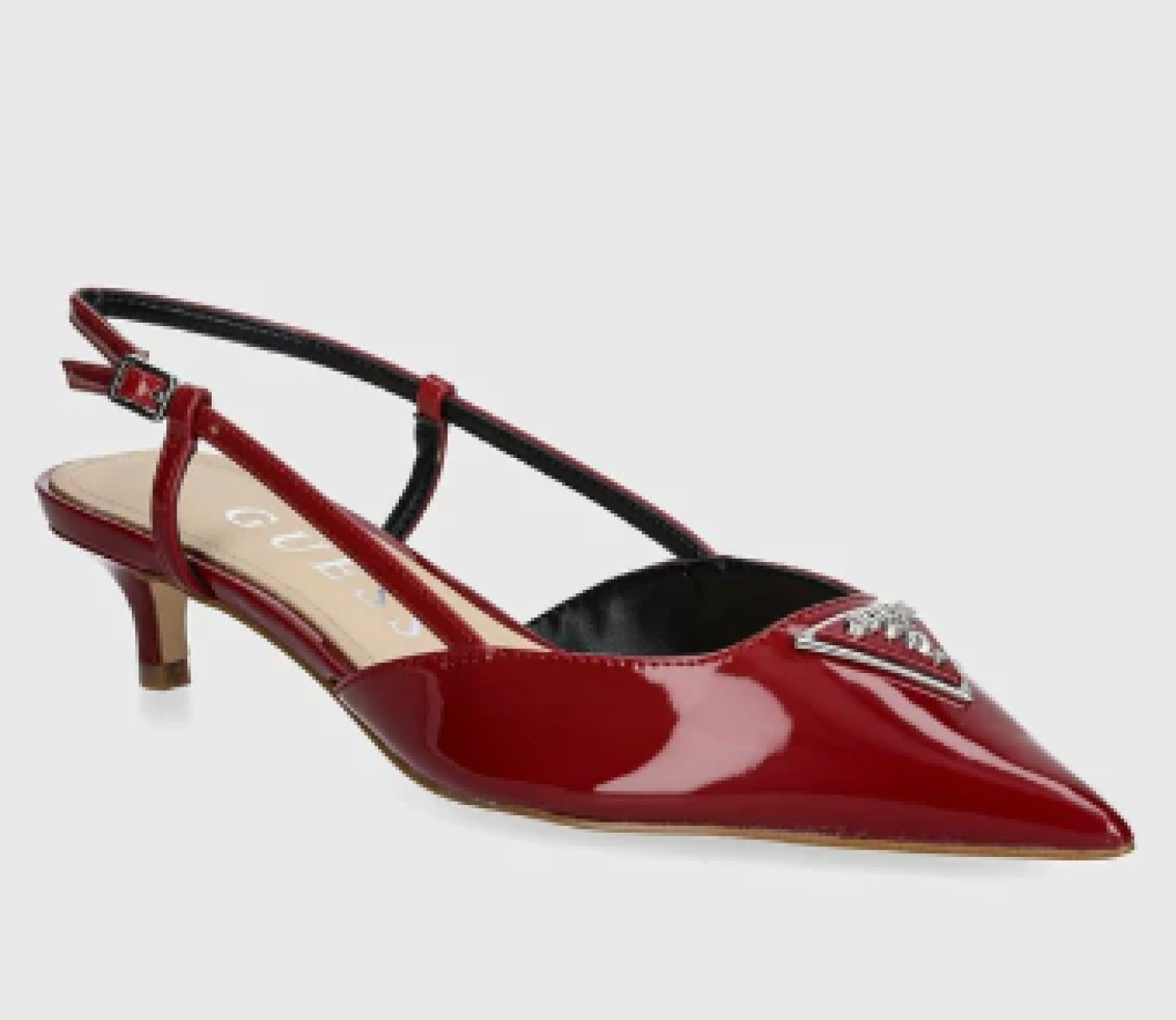 Vínové slingback lodičky na nízkém podpatku